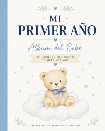 Álbum recuerdos de Mi Primer Año: Libro de fotos del bebé para completar los Primeros 12 Meses. Ideal como regalo para recién nacido y baby shower