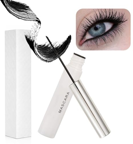 Waterproof Mascara Black - 4D Fiber Lash Primer & Extra Long Thick Voluminous Eyelashes - Smudge-Proof Silk Formula, Non-Clumping, Easy Application for Contact Lens Wearers (Black)