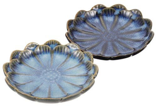 DRESSOOS Set 2 Pezzi di Piccole Ciotole in Porcellana Giapponese Smalto Kilnfired, Piatti per Salsa e Condimenti, Adatti per Tavola da Pranzo Design Retrò