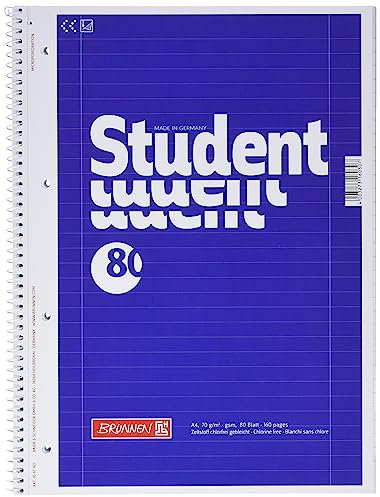 Brunnen 1067927 Notizblock / Collegeblock Student (A4, liniert, Lineatur 27, 70 g/m², 80 Blatt) 5 Stück