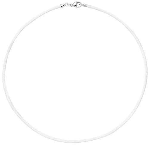 Jobo Damen Collier Halskette Seide weiss 42 cm, Verschluss 925 Silber Kette