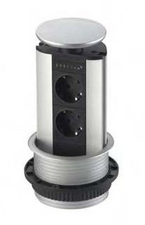 EVOLINE Port-1 LED Sonderanfertigung mit 2 Steckdosen ohne Schalter und Deckel aus Edelstahl