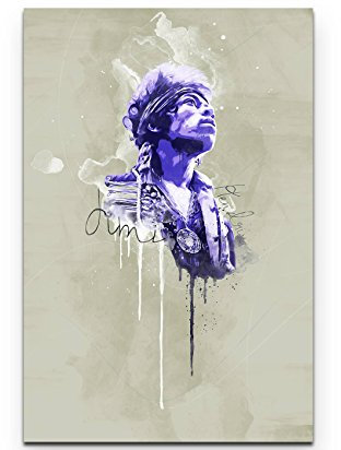 Paul Sinus Art Jimi Hendrix II 90x60cm Splash Art Wandbild auf Leinwand blau