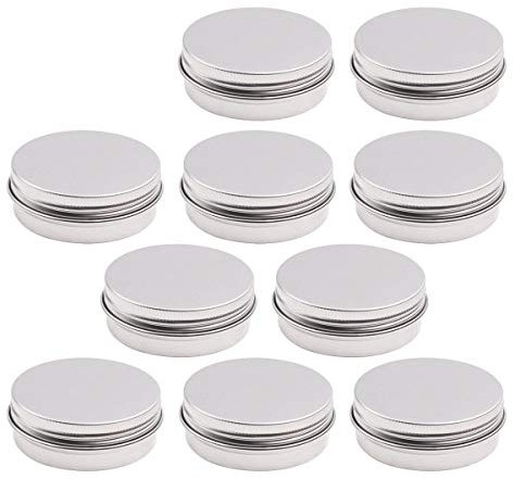 YiZYiF Small Round Metal Tins Aluminum Jar Containers with Screw Top Lids for Storing Cosmetic Samples Lip Balm Creams Lotion Candles (10 Pack)
