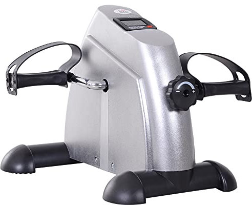 HOMCOM Mini Heimtrainer Fitnessbike Pedaltrainer mit LCD-Display verstellbarer Widerstand Arm und Beintrainer Hometrainer Fitnessgerät für Senioren Zuhause Heim Büro 35 x 40 x 31 cm Silber