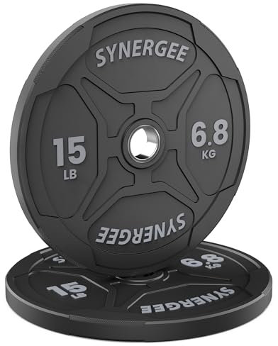 Synergee Cast Iron Weight Plates with 2â€ Opening for Bodybuilding, Olympic & Power Lifting Workouts. Metal Weight Plates 25lb Single
