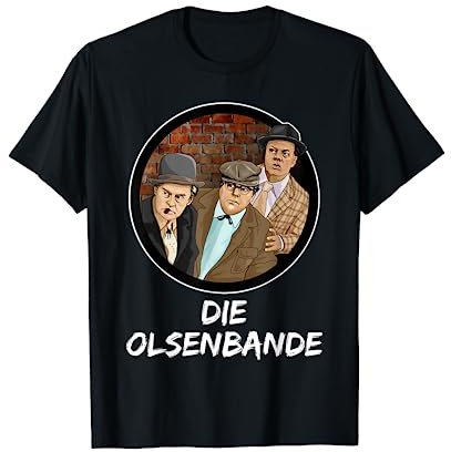 Die Olsenbanden Mächtig Gewaltig Geschenk DDR - Herren T-Shirt, Schwarz, S, Cartoon, Klassisch, Crew-Neck, Halbarm, Polyester, Standardlänge, Unisex, Alle Jahreszeiten, 1 Stück