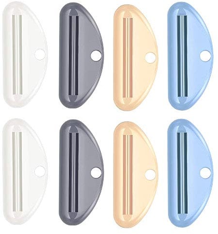 8 Pcs Tube Toothpaste Squeezer Toothpaste Clips D Shape Cosmetic Cream Tube Squeezer Dispenser Clip for Bathroom (Random Colors)