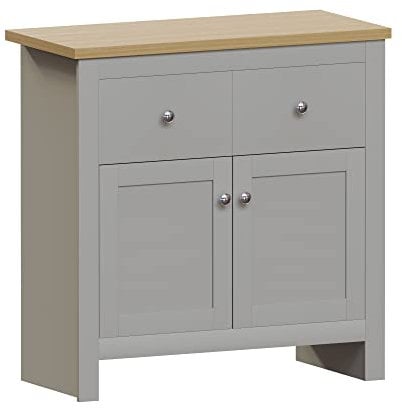 Vida Designs Arlington Sideboard mit 2 Schubladen und 2 Türen Schrank Anrichte Aufbewahrung MDF Möbel Grau