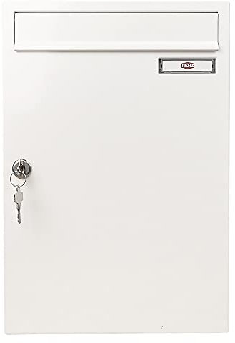 RENZ Briefkasten Classic 19 Liter - 300 mm x 440 mm x 145 mm - Einwurf 265 mm x 33 mm für Format C4 / B4 - Verkehrsweiß (RAL 9016) - 17-1-19313