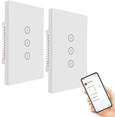 Interruttore luce Intelligente Jinvoo Interruttore connesso WiFI 3 gang compatibile con iOS e Android, con Alexa Echo e Google Assistant, certificato CE ROHS