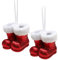 Christmas Concepts® Packung mit 2–10 cm Glitzer hängenden Weihnachtsstiefeln mit weißem Fellbesatz – Christbaumschmuck/Christbaumkugeln (Rot)