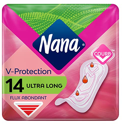 Nana Ultra Long Serviettes Hygiéniques - Flux Abondants - 14 Serviettes En Pochette Individuelle