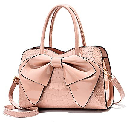 NICOLE & DORIS Handtaschen Damen Kleine Henkeltasche Frau Mode Tasche Designer Umhängetasche Mädchen Schultertasche Lackleder Handtasche Abendtasche Rosa