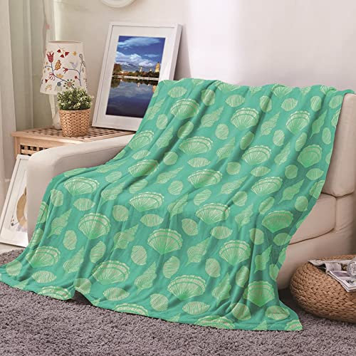 Daesar Wohndecke Warm 160X200, Kuscheldecke Flauschig Seemuschel Muscheln Gemustert Decke Flanell Fleecedecke für Couch