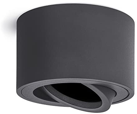 linovum SMOL Aufbau Deckenleuchte klein rund flach schwenkbar in anthrazit grau - Deckenspot Ø 80 mm Fassung für 1x LED Modul