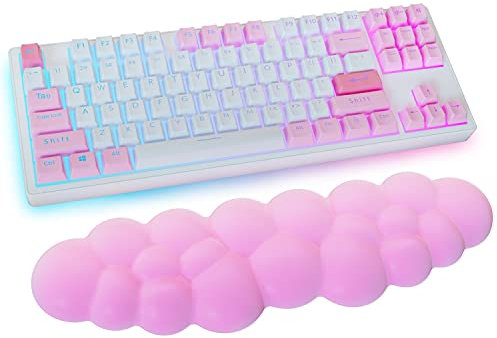 Reposamuñecas Cloud Con Teclado, Reposabrazos Rosa De Espuma Viscoelástica De Cuero PU Para Apoyar Las Muñecas, Almohadilla Para Computadora