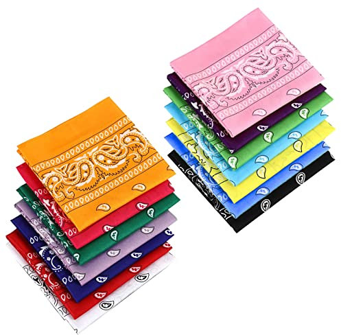 Eyeleaf 14 Piece Cotton Bandana for Women and Men - Bandanas, Headband, Scarf for Hair, Neck, Wrist, Tie, Head Bandanas, bandeau, écharpe pour les cheveux, le cou, les poignets, la cravate, la tête