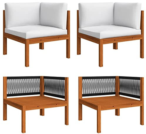 FIRBNUS Garten-Ecksofas 2 STK. mit Auflagen Akazie Massivholz Eckcouch Balkon Sitzecke Garten Balkon Sofa Gartenmöbel für Draußen Gartenmöbel Holz Balkonmöbel Holz Garden Furniture Gartensofa