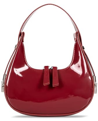 Prpeko Mini Umhängetasche Halbmond Retro Y2k 90er Hobo Handtaschen Unterarm Geldbörse Tasche Mode Clutch Geldbörsen für Frauen, Burgunder
