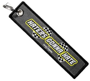 SIMPLYMDRN Bestickter Schlüsselanhänger in Premium-Qualität für Motorrad, Auto, Roller, ATV, UTV, Autos und Geschenke, Haters Gonna Hate Black, Small
