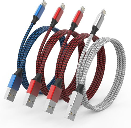 SANYEYE iPhone Charger Cable, 4Pack 3FT/1M Lightning Cable [MFi Certified] Nylon Braided iPhone Charger Fast Charge Lightning to USB Cables for iPhone 14 13 12 11 Pro Max XS XR X 8 7 6 Plus 5 5s SE