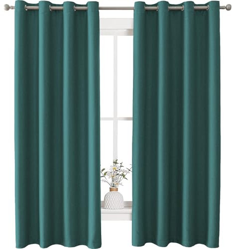 Ystyle Rideau Occultant Thermiques Lot De 2, Rideaux Effet Lin, Rideau Thermique Isolant Anti Froid Et Chaleur, Rideau Isolant Thermique, Rideau Salon, Rideau Phonique, 140x240 cm, Vert