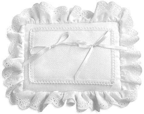 hobbymio.it Cuscino portafedi nuziali da ricamare a Punto Croce, Portafedi bianco in Tela Aida per Matrimonio, Cuscinetto rettangolare per anelli da ricamare