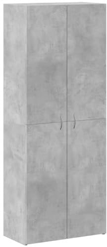 vidaXL Aktenschrank, Büroschrank mit Stauraum Tür, Lagerschrank für Büro, Hochschrank Werkzeugschrank Büromöbel, Betongrau Holzwerkstoff