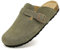 Meik Mangni Wildleder Clogs für Damen Herren Komfort Kartoffel Schuhe mit Arch Support Frauen aus Leder rutschfest Pantoletten mit Weiches Kork Fußbett,Grün,Gr.40 EU