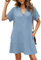 Rayson Vestido de Playa Mujer Largo Verano Casual Manga Corta Camisola Cuello en V Ropa de Bikini Cover Up(Azul, S)
