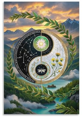 Tai Chi Yin Yang 3D Druck Dekor Bilder Gemälde Aamd Kunstwerk Eastern Culture Leinwand Wandkunst Zuhause Modern Fertig Zum Aufhängen 12x18inch(30x45cm)