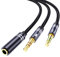 Braided Headphone Splitter for Computer, 3.5mm Female to 2 Dual 3.5mm Male Earphones Port, Mic Y Audio Splitter Cable Compatible with Headset Microphone Gaming Computer Speaker Laptop(35cm / 14in)