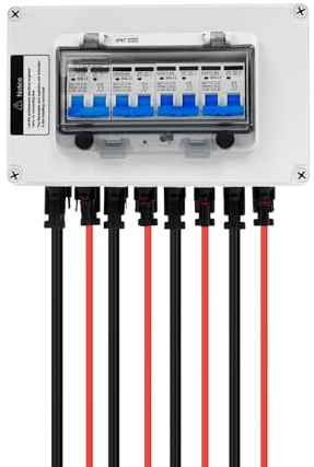 DC-Trennschalterkasten, PV Kombinationsbox 4 String, Sicherungskasten für Photovoltaik, Solar Verteilerkasten DC 400 V 30 A, Schaltkasten mit 40 kA Überspannungsschutz