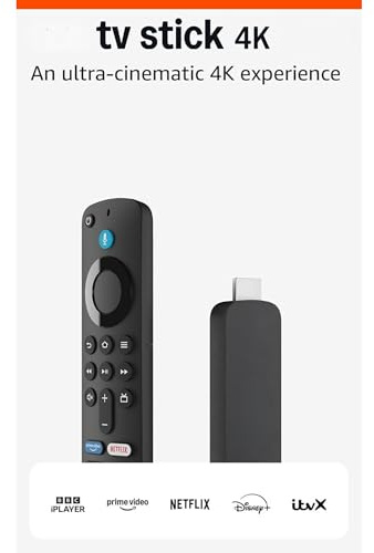 Fire TV Stick 4K with Alexa Voice Remote,supports Wi-Fi 6, Dolby Vision/Atmos, HDR10+ (EU Plug Version for UK Streaming)