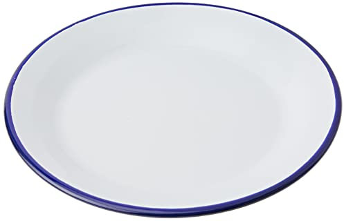 Ibili Plato Llano ESMALTADO 28 CMS, Stainless Steel, Blanco y Azul, 28 x 28 x 2.5 cm