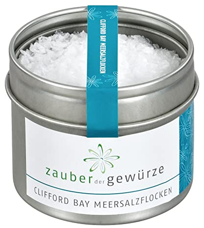 Zauber der Gewürze Clifford Bay Meersalzflocken – Naturbelassene, zarte Meersalzflocken aus dem Südpazifik, reich an Mineralstoffen und ideal zum Verfeinern und Würzen, 45 g