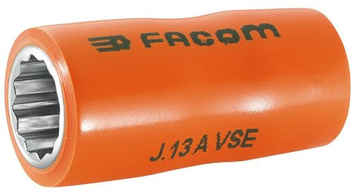FACOM J.14Avse Series J.Avse Vse Series Insulated 3/8 Socket, 12-Point, 1.000V, 23 mm Diameter, 46 mm Length