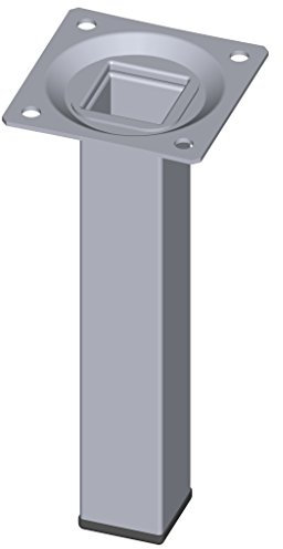 Element System 4 Stück Stahlrohrfüße eckig / Tischbeine / Möbelfüße / inkl. Anschraubplatte / L 15 cm / chrom / 4 Farben / 10 Abmessungen