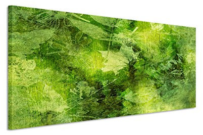 150x50cm Leinwandbild auf Keilrahmen Hintergrund Herbst Blätter abstrakt grün schwarz gelb Wandbild auf Leinwand als Panorama
