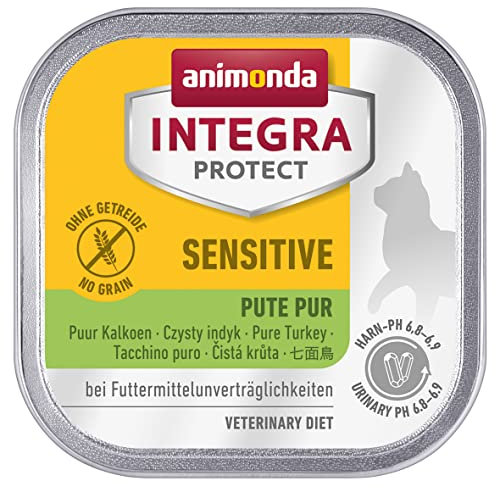 animonda Integra Protect Sensitive cat, diet cat food, wet food for food allergies, turkey + rice, 16 x 100g