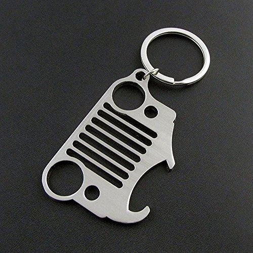 Jeep Grill Porte-clés en acier inoxydable 304 pour Jeep Wrangler CJ. With Bottle Opener