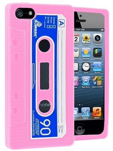 Sleek Gadgets – Rosa Retro de casete de silicona para nuevo Apple iPhone 5, iPhone 5 G 16 GB, 32 GB, 64 GB