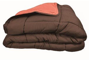 Poyet Motte Calgary Bettdecke aus Polyester, Schoko/Koralle, Polyester, Schoko/Corail, 200 x 200 x 1 cm
