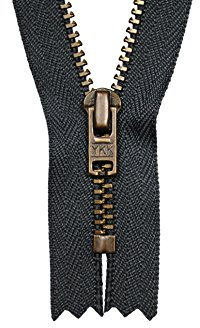 YKK Reißverschluss grau 10 cm für Hosen Hosenreißverschluss 4 mm Metallzähne brüniert/Dunkles Messing