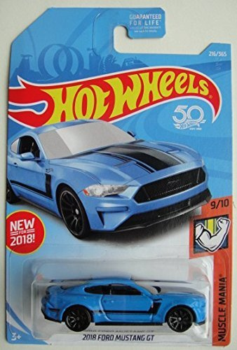 Hot Wheels 2018 MUSCLE MANIA 9/10, FORD MUSTANG GT 216/365 50TH ANNIVERSARY CARD