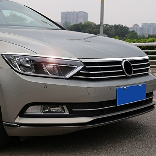 HIGH FLYING für Passat B8 Limousine/Variant 2015-2019 Exterieur Kühlergrill Frontscheinwerfer Stylingleisten Edelstahl 3 Stück (mit 3M Klebeband installieren)