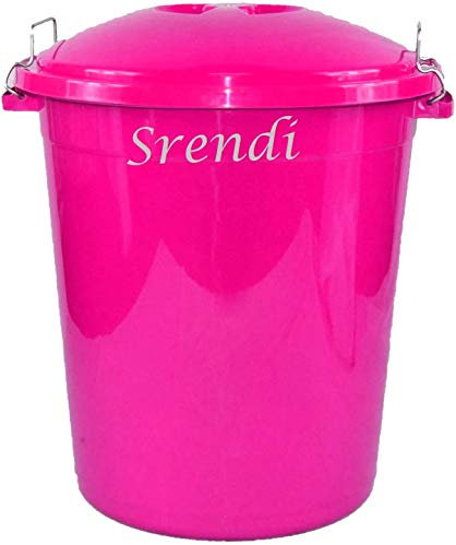 Srendi® 50L Hygienic Plastic Bin/Waterproof/Rodent Proof/Ideal for Outdoor/Animal Feed/Food/Storage/Flour Locking Lid (Pink)