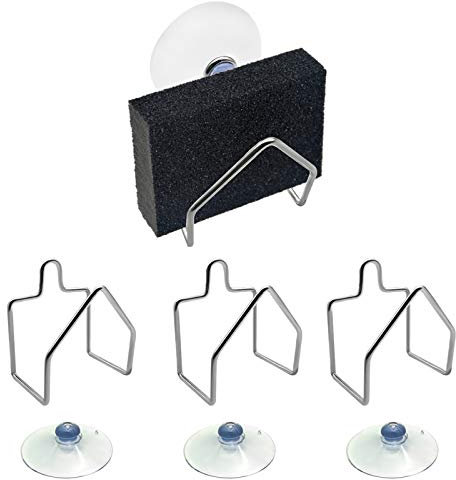 Porte éponge Cuisine Inox, support d'éponge en acier inoxydable support d'éponge de bain à ventouse ferme pour torchon, couvercle d'évier, paquet de 4 savons