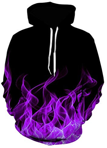 Himlaya Unisex Felpe con Cappuccio Divertente Stampato di Fiamma 3D Uomo Donna Maniche Lunghe Hoodies Pullover Casual Streetwear con Tasca per Abiti Autunno Inverno (Viola 2,M)
